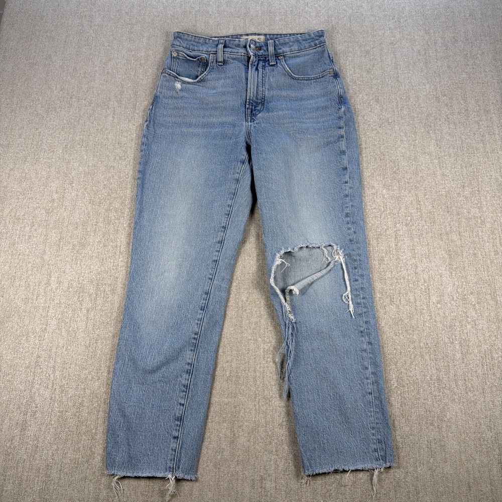 Madewell Curvy Perfect Vintage Jeans Size 27 Light Wash Distressed Denim